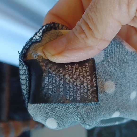 Christopher Banks Classic A-Line Midi Dress Sleeveless Black/white Polka Dot 10 - Picture 7 of 8